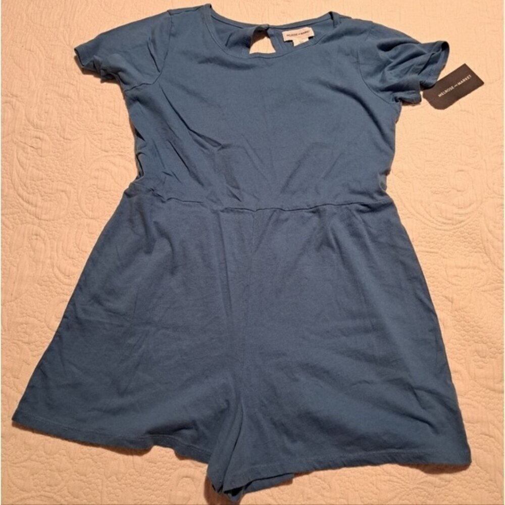 Melrose and Market girls XL 14/16 blue open back romper, New